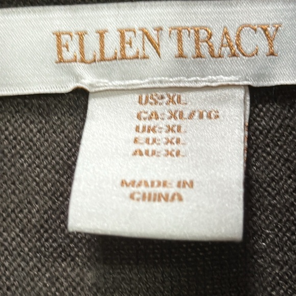 Ellen Tracy Poncho sweater Olive Green w leather closures SZ XL wool blend - Picture 3 of 11